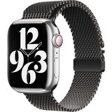 MobaxAksesuar Apple Watch 44MM Kordon Titanyum Kelebek Klipsli Milano Loop 121 - Ap 44mm - Siyah