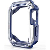 MobaxAksesuar Apple Watch 44mm Sert PC Ekran Koruyucu + Silikon Kasa Koruyucu - Mavi - Apple Watch 44mm