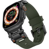 MobaxAksesuar Apple Watch 44mm Titanyum Metal Bağlantı Kitli Silikon Kordon 101 1/2/3/4/5/6/se - Siyah - Yeşil - Ap 44mm