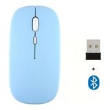 MobaxAksesuar Bluetooth Mouse Fare Tablet Telefon Laptop Windows Uyumlu Kablosuz Şarjlı Slim Renkli - Mavi