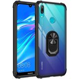 MobaxAksesuar Huawei Y7 Prime 2019 Kılıf Şeffaf Sararmaz Yüzüklü Mola Kapak Siyah
