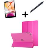 MobaxAksesuar iPad Mini 1 2 3 Kılıf Set Pu Deri Smart Tablet Kilifi Ekran Koruyucu + Kalem - iP Mini 1-2-3 - Koyu Pembe