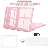 MobaxAksesuar Macbook Neo 13 Inç A18 Pro A3404 Kılıf +2ADET Ekran Koruyucu +Otg +Klavye Koruyucu - Neo 13inç - Parlak Pembe