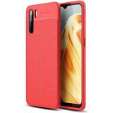 MobaxAksesuar Oppo Reno 3 Kılıf Deri Tarzı Niss Silikon Case - Kırmızı