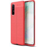 MobaxAksesuar Oppo Reno 3 Pro 5g Kılıf Deri Tarzı Niss Silikon Case - Kırmızı