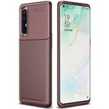 MobaxAksesuar Oppo Reno 3 Pro 5g Kılıf Karbon Silikon Case - Kahverengi - Oppo Reno3Pro 5G