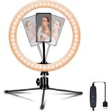 MobaxAksesuar Ring Light Youtuber Tictok Makyaj Işıklı Telefon Tutucu 16CM + 2.2m Tripod CT-001 - Siyah