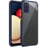 Mobaxaksesuar Samsung Galaxy A02S Kılıf Kenar Renkli Sararmaz Şeffaf Kapak - Lacivert - Glx A02s