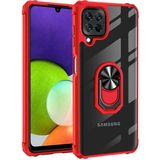 MobaxAksesuar Samsung Galaxy A22 4g Kılıf Şeffaf Sararmaz Yüzüklü Mola Kapak Kırmızı