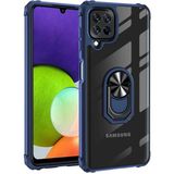 MobaxAksesuar Samsung Galaxy A22 4g Kılıf Şeffaf Sararmaz Yüzüklü Mola Kapak Lacivert