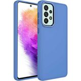 MobaxAksesuar Samsung Galaxy A52 Kılıf Metal Çerçeve Lansman Silikon Kapak - Lavanta Grisi - Glx A52