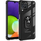 MobaxAksesuar Samsung Galaxy M22 Kılıf Şeffaf Sararmaz Yüzüklü Mola Kapak - Siyah