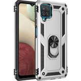 MobaxAksesuar Samsung Galaxy M22 Kılıf Yüzüklü Zırh Tank Vega - Gri - Glx M22