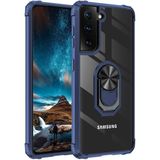 Mobaxaksesuar Samsung Galaxy S21 Plus Kılıf Şeffaf Sararmaz Yüzüklü Mola Kapak Lacivert