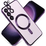 MobaxAksesuar Samsung Galaxy S23 Plus Kılıf Magsafe Kamera Lensli Korumalı Şeffaf Silikon Kapak - Derin Mor - Glx S23 Plus