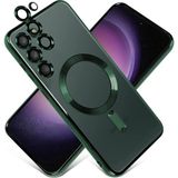 MobaxAksesuar Samsung Galaxy S23 Plus Kılıf Magsafe Kamera Lensli Korumalı Şeffaf Silikon Kapak - Koyu Yeşil - Glx S23 Plus
