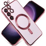 MobaxAksesuar Samsung Galaxy S23 Plus Kılıf Magsafe Kamera Lensli Korumalı Şeffaf Silikon Kapak - Rose Gold - Glx S23 Plus