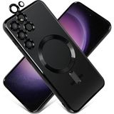 MobaxAksesuar Samsung Galaxy S23 Plus Kılıf Magsafe Kamera Lensli Korumalı Şeffaf Silikon Kapak - Siyah - Glx S23 Plus