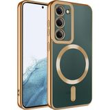 MobaxAksesuar Samsung Galaxy S23 Plus Kılıf Magsafe Kenar Renkli Şeffaf Setro Kapak - Glx S23 Plus - Gold