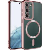 MobaxAksesuar Samsung Galaxy S23 Plus Kılıf Magsafe Kenar Renkli Şeffaf Setro Kapak - Glx S23 Plus - Rose Gold
