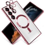 MobaxAksesuar Samsung Galaxy S23 Ultra Kılıf Magsafe Kamera Lensli Korumalı Şeffaf Silikon Kapak - Rose Gold - Glx S23 Ultra