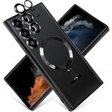 MobaxAksesuar Samsung Galaxy S23 Ultra Kılıf Magsafe Kamera Lensli Korumalı Şeffaf Silikon Kapak - Siyah - Glx S23 Ultra