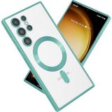 MobaxAksesuar Samsung Galaxy S23 Ultra Kılıf Şeffaf Magsafe Lens Korumalı Mat Kross Silikon Kapak - Mint - Mat-Glx S23 Ultra