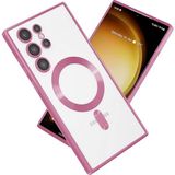 MobaxAksesuar Samsung Galaxy S23 Ultra Kılıf Şeffaf Magsafe Lens Korumalı Mat Kross Silikon Kapak - Rose Gold - Mat-Glx S23 Ultra