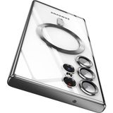 MobaxAksesuar Samsung Galaxy S24 Ultra Kılıf Magsafe Kamera Lensli Korumalı Şeffaf Silikon Kapak - Titanyum Gri - Glx S24 Ultra