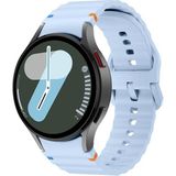 MobaxAksesuar Samsung Galaxy Watch 4 5 6 7 Fe 40 40 44 Classic 42 43 46 47 mm Kordon Dekoratif Örgü Çizgili Spor Silikon Kayış - Açık Mavi - Glx 4-5-6-7