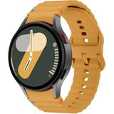 MobaxAksesuar Samsung Galaxy Watch 4 5 6 7 Fe 40 40 44 Classic 42 43 46 47 mm Kordon Dekoratif Örgü Çizgili Spor Silikon Kayış - Hardal - Glx 4-5-6-7