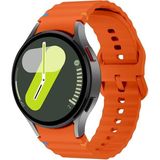 MobaxAksesuar Samsung Galaxy Watch 4 5 6 7 Fe 40 40 44 Classic 42 43 46 47 mm Kordon Dekoratif Örgü Çizgili Spor Silikon Kayış - Turuncu - Glx 4-5-6-7