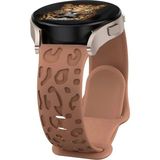 MobaxAksesuar Samsung Galaxy Watch 4 5 6 7 Fe 40 40 44 Classic 42 43 46 47 mm Kordon Leopar Desen Yumuşak Silikon Kordon - Kahverengi - Glx 4-5-6-7