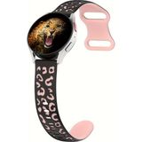 MobaxAksesuar Samsung Galaxy Watch 4 5 6 7 Fe 40 40 44 Classic 42 43 46 47 Mm Kordon Leopar Desen Yumuşak Silikon Kordon - Siyah - Pembe - Glx 4-5-6-7