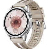 MobaxAksesuar Samsung Galaxy Watch 46MM Watch 3 45MM Kordon Lansman Kumaş Dikişli Silikon 102 - Bej - Sam 22mm