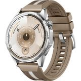 MobaxAksesuar Samsung Galaxy Watch 46MM Watch 3 45MM Kordon Lansman Kumaş Dikişli Silikon 102 - Kahverengi - Gümüş - Sam 22mm