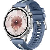 MobaxAksesuar Samsung Galaxy Watch 46MM Watch 3 45MM Kordon Lansman Kumaş Dikişli Silikon 102 - Lacivert - Beyaz - Sam 22mm