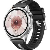 MobaxAksesuar Samsung Galaxy Watch 46MM Watch 3 45MM Kordon Lansman Kumaş Dikişli Silikon 102 - Siyah - Beyaz - Sam 22mm