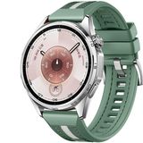MobaxAksesuar Samsung Galaxy Watch 46MM Watch 3 45MM Kordon Lansman Kumaş Dikişli Silikon 102 - Yeşil - Beyaz - Sam 22mm