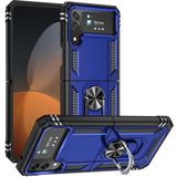 MobaxAksesuar Samsung Galaxy Z Flip 4 Kılıf Yüzüklü Zırh Tank Vega - Mavi - Glx Z Flip 4