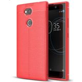 MobaxAksesuar Sony Xperia Xa2 Kılıf Deri Tarzı Niss Silikon Case - Kırmızı