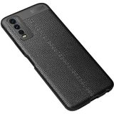 MobaxAksesuar Vivo Y20 Kılıf Deri Tarzı Niss Silikon Case - Siyah