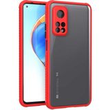 Mobaxaksesuar Xiaomi Mi 10T Pro 5g Kılıf Kenar Renkli Sararmaz Şeffaf Kapak - Kırmızı