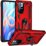 MobaxAksesuar Xiaomi Poco M4 Pro 5G Kılıf Yüzüklü Zırh Tank Vega Kırmızı - Poco M4Pro 5G
