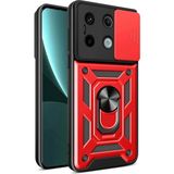 MobaxAksesuar Xiaomi Redmi Note 13 Pro 4g Kılıf Kamera Korumalı Zırh Tank Sürgülü Vega Kapak - Kırmızı - Redmi Note13Pro 4G