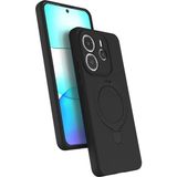 MobaxAksesuar Xiaomi Redmi Note 14 4g Kılıf Slikon M-Safe Şarj Uyumlu Silikon Standlı Regal Kapak - Siyah - Redmi Note14 4G