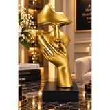 Mobee Altın El ve Maske Figürü Modern Soyut Dekoratif Heykel Masaüstü Obje 5X16 cm 010-G