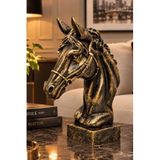 Mobee Bronz Antik Görünümlü At Başı Büstü Figürü Dekoratif Heykel 20X29 cm 7-22