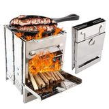 MOBEE Mini Odun Izgarası Katlanabilir Kamp Ocağı Paslanmaz Çelik Taşınabilir Mangal 145x140x210 mm-034