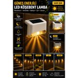 MOBEE Solar Güneş Enerjili Beyaz Köşebent Merdiven Veranda Bahçe LED Lamba Dekoratif Dış Mekan Aydınlatma